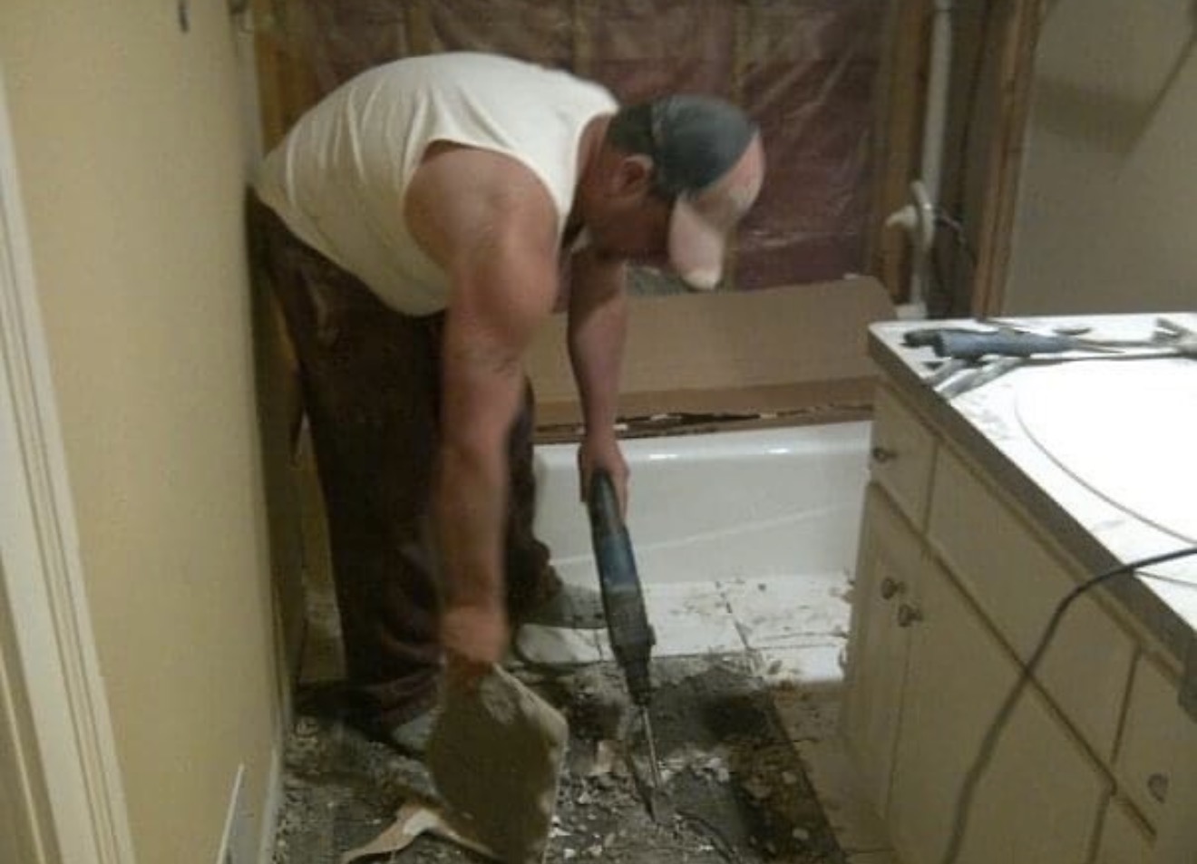 Demolishing Bathroom Floor Tile
