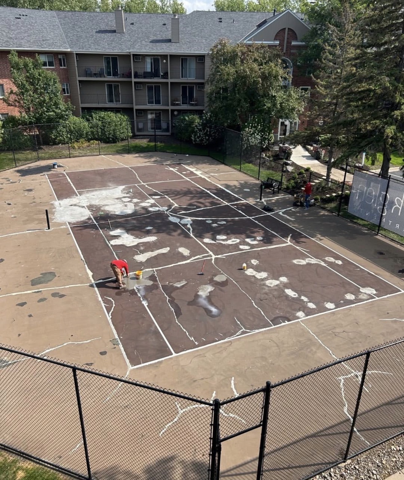 Tennis Court Refinish and Net Install