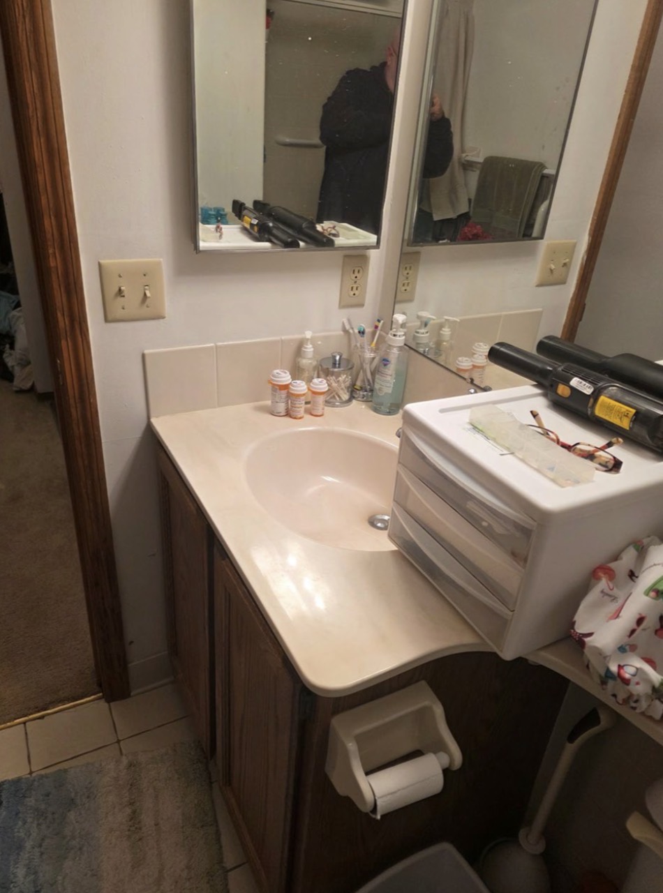 Messy Bathroom Vanity Area